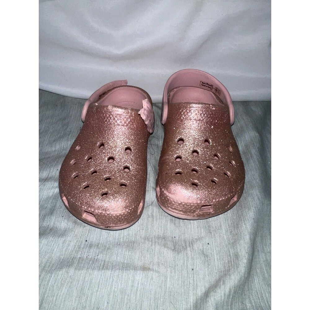 Crocs Pink Glitter Toddler Size C8. *Defects But Usable*